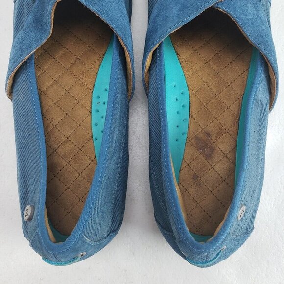Mozo Sport Suede Canvas Flat Womens 10.5 Blue Slip On Comfort Non Slip Shoe - Picture 8 of 11
